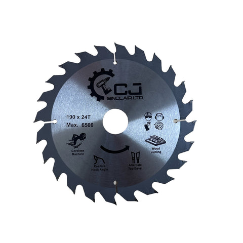 190mm tct circular saw blade 30mm bore 24 tooth