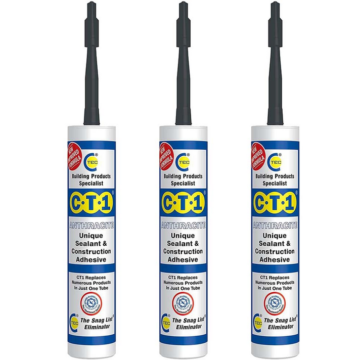 CT1 Anthracite TRIBRID® Multi Purpose Sealant & Adhesive 290ml 3 pack 3x535307