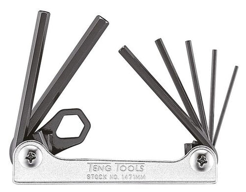 Teng Tools 1471MM Folding Hex Key Set 1.5-6 mm 7 Pieces