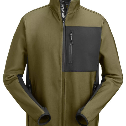 Snickers 8045 FlexiWork, Full Zip Midlayer Jacket khaki green / black