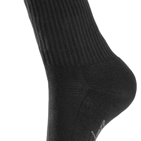 Snickers 9214 black cotton work socks 3-pack with reinforced heel and toe, breathable mesh and cushioned sole.