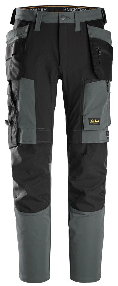 Snickers 6218 AllroundWork, Stretch Trousers Holster Pockets - steel grey / black