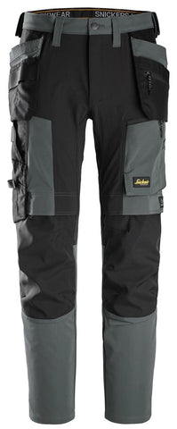 Snickers 6218 AllroundWork, Stretch Trousers Holster Pockets - steel grey / black