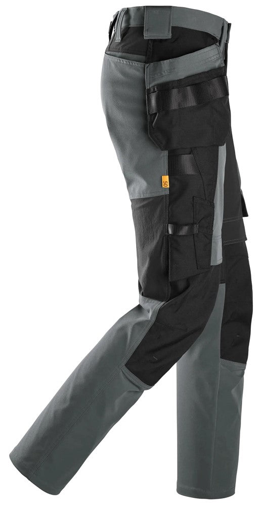 Snickers 6218 AllroundWork, Stretch Trousers Holster Pockets - steel grey / black