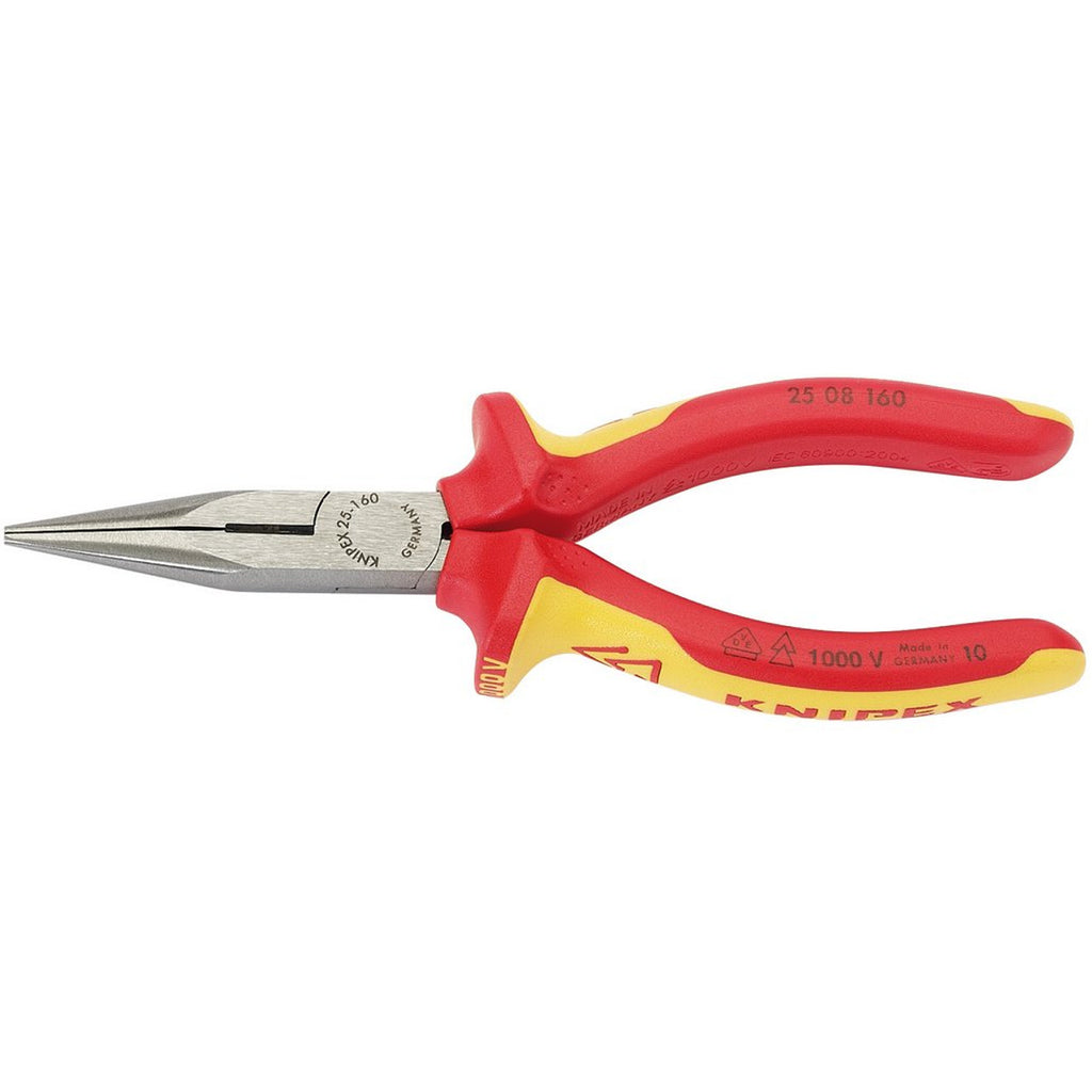 KNIPEX 25 08 160 UKSBE VDE Fully Insulated Long Nose Pliers, 160mm