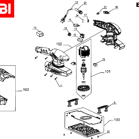Ryobi ESS200RS spare parts 200W 1/3 sheet sander