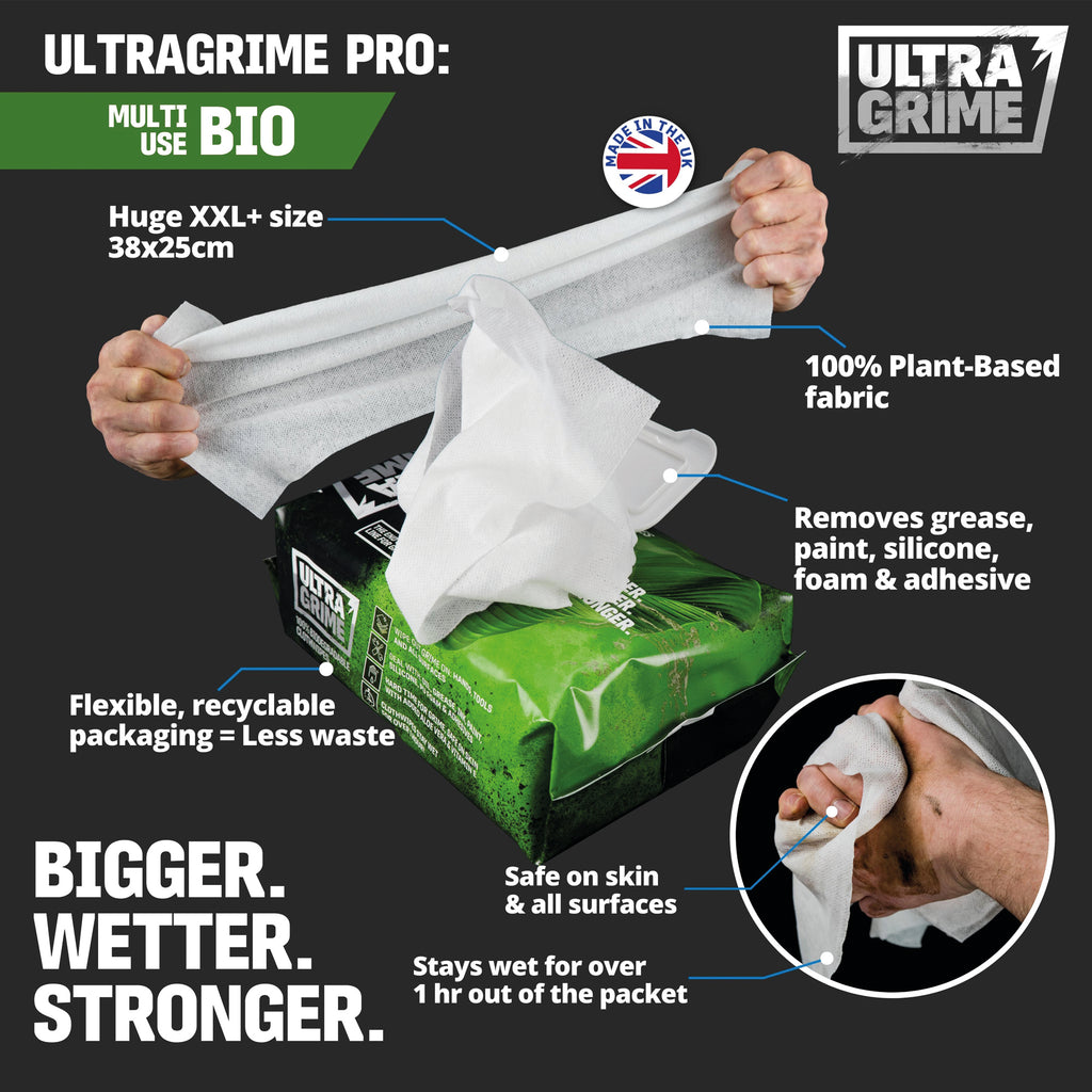 UltraGrime® Pro: XXL Multi-Use Bio Cleaning Wipes x100 Pcs 5940