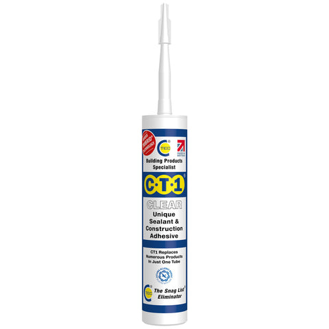 CT1 Clear TRIBRID multi-purpose sealant and adhesive tube for strong, flexible indoor bonding on a wide range of materials.