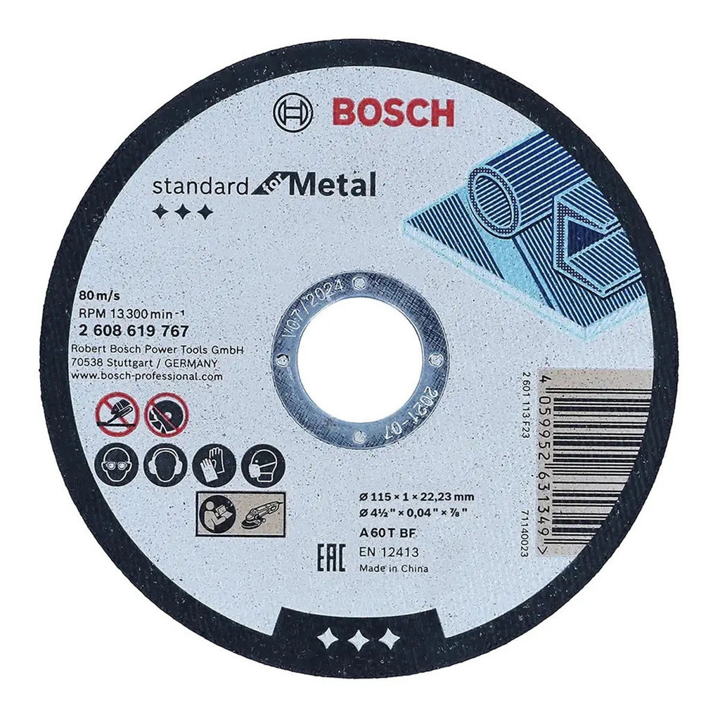 Bosch 2608626115 Metal Straight Cutting Discs 115 x 22.23 x 1.0mm (100 Pack)