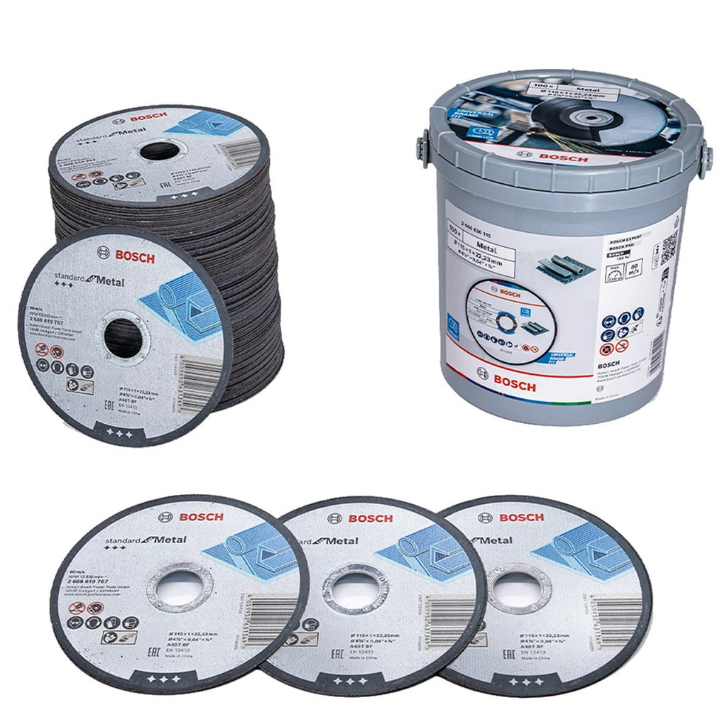 Bosch 2608626115 Metal Straight Cutting Discs 115 x 22.23 x 1.0mm (100 Pack)