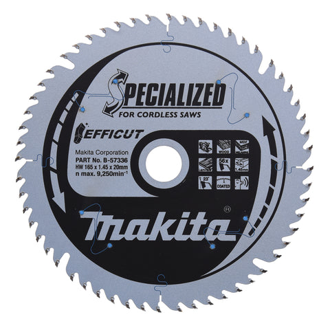Makita Circular saw blade, Efficut T.C.T, 165 x 20 mm, 56 T B-57336