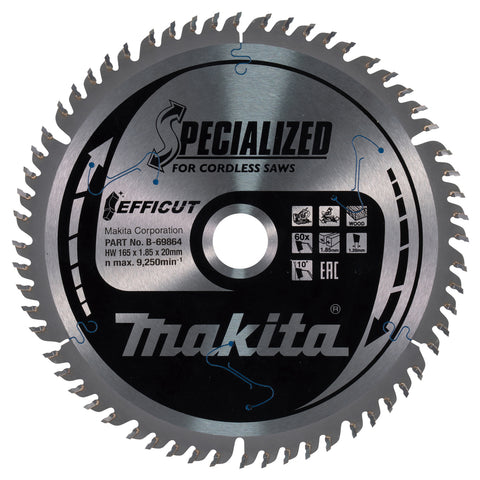 Makita Circular Saw Blade, Efficut T.C.T, 165 x 20mm, 60T B-69864