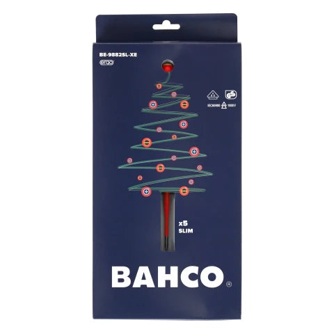 Bahco XMAS ERGO™ Slim VDE Insulated Screwdriver Set 5 Pc BE-9882SL