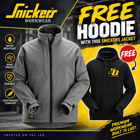 Snickers 1905 AllroundWork, Windstopper Fleece Lined Jacket steel grey + free hoodie