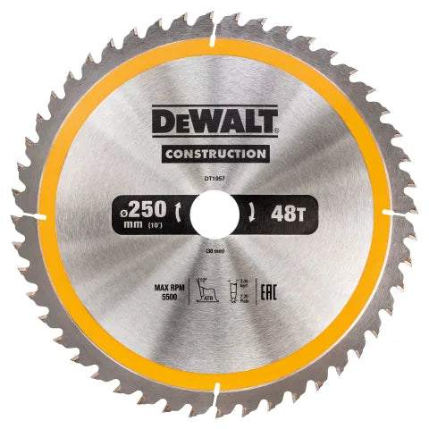 Dewalt DT1957-QZ Stationary Construction Circular Saw Blade 250 x 30mm x 48T