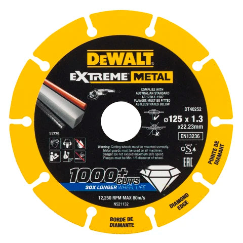 Dewalt DT40252-QZ Extreme Diamond Metal Cutting Disc 125 x 22.23 x 1.3mm