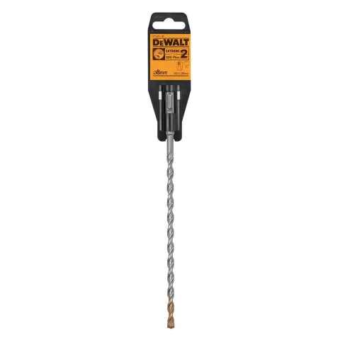 DeWalt SDS Plus Extreme 2 8mm x 260mm drill bit with carbide tip and optimised flutes for efficient, long-lasting masonry drilling.