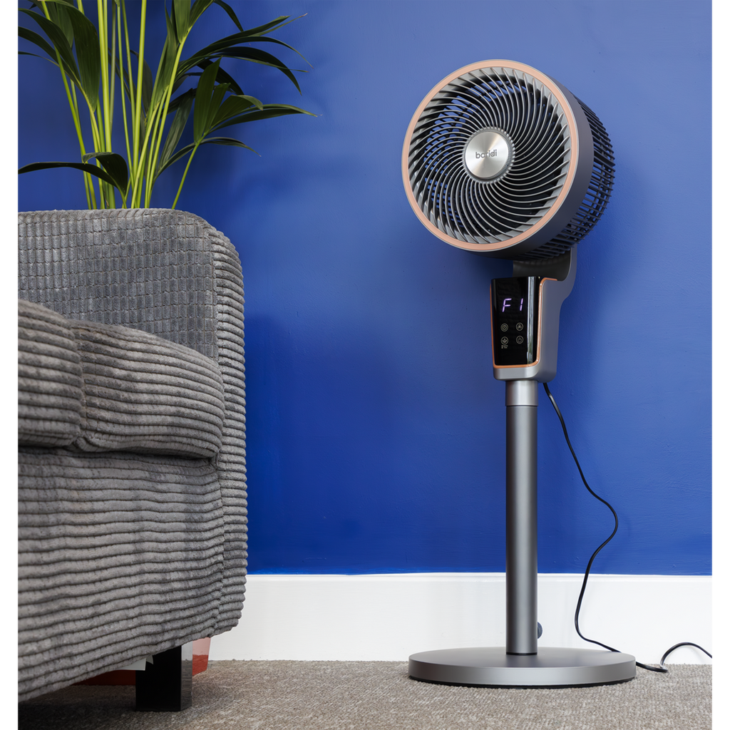 Baridi DH141 Pedestal Fan with Remote Control & 12hr Timer 12" - Grey