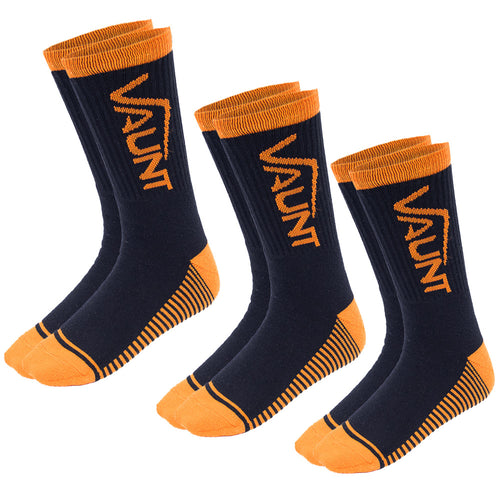 Vaunt e2318000 Essential Orange/Black Socks – Size 6-11 – Pack of 3