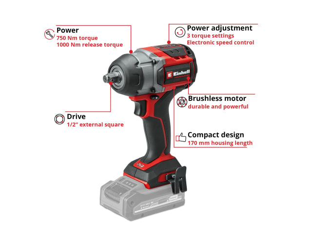 Einhell EINTPCW18CN TP-CW 18/750-C Li BL - Solo PROFESSIONAL Impact Wrench 18V Bare Unit