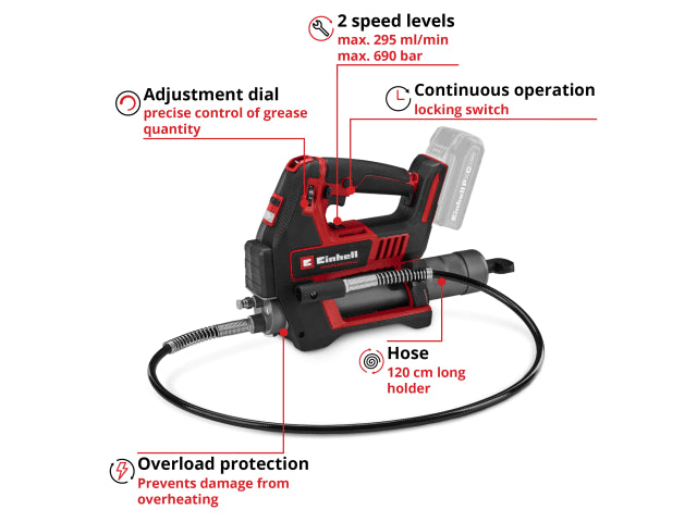 Einhell 4522300 TP-GR 18/690 Li-Solo PRO Grease Gun 18V Bare Unit