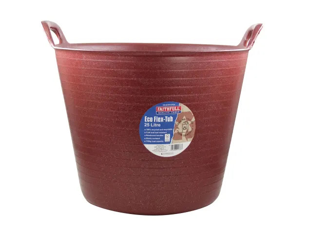 Faithfull FAIECOFLXR25 Eco Flex Tub 25 litre - Recycled Red