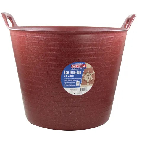 Faithfull FAIECOFLXR25 Eco Flex Tub 25 litre - Recycled Red