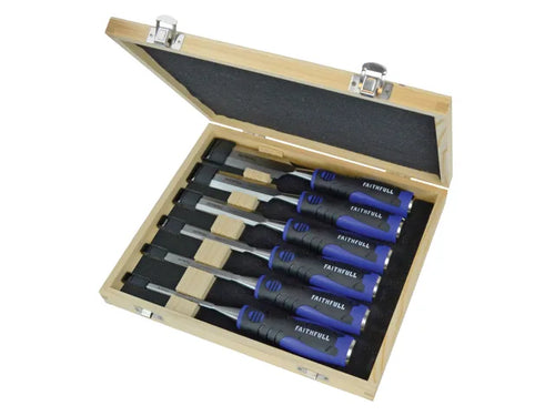 Faithfull FAIWCSGS6WB Soft Grip Chisel Set + Storage Box, 6 Piece