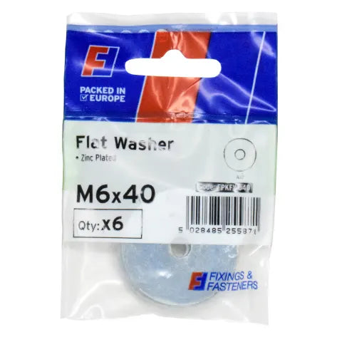 Forgefix FORFPKFW640 Flat Washers ZP M6 x 40mm ForgePack 6