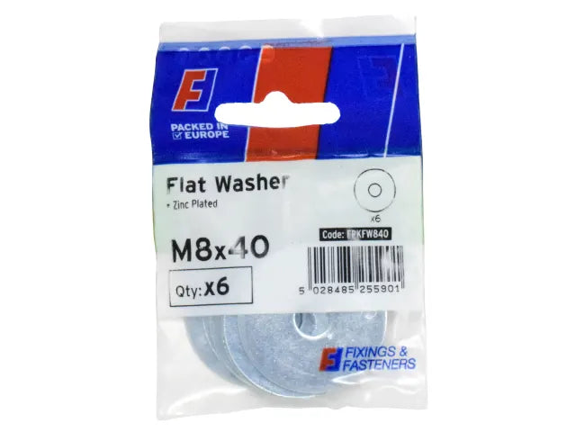 Forgefix FORFPKFW840 Flat Washers ZP M8 x 40mm ForgePack 6