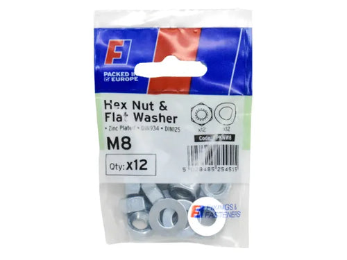 Forgefix FORFPKNW8 Nut & Washer M8 ForgePack 12