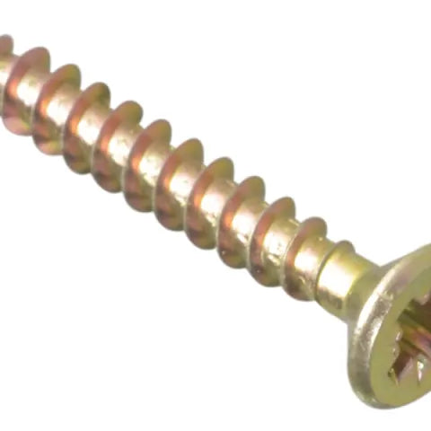 ForgeFix MPS430Y 4.0 x 30mm Pozi Countersunk Screws Box 200 with zinc yellow passivation for durable, strong fixing.