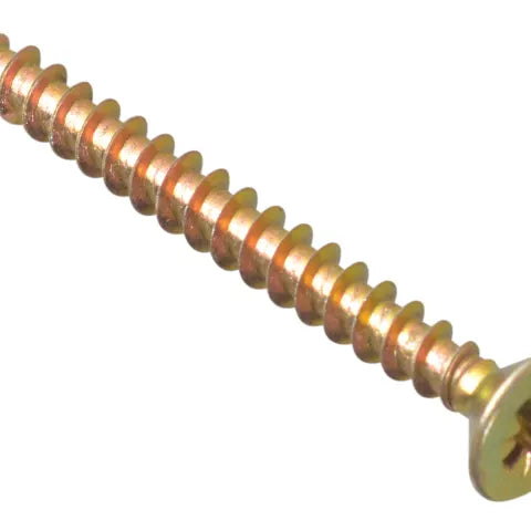 ForgeFix MPS550Y 5.0 x 50mm Pozi Countersunk Screws Box 200 with zinc yellow passivation for durable, reliable fixing.
