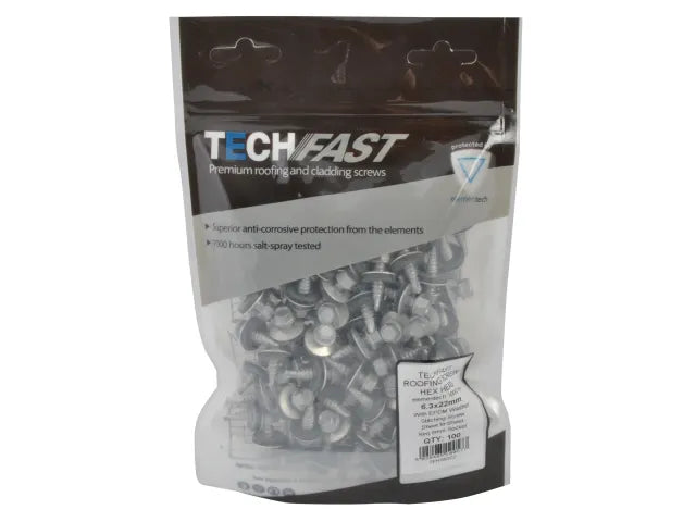 ForgeFix TFHS6322 TechFast Hex Head Stitching Screw Self-Drill 6.3 x 22mm Pack 100