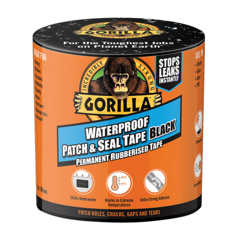 Gorilla® Waterproof Patch & Seal Tape 100mm x 3m Black GRGPST3