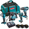 Makita 4pc 18v brushless tool kit lxt DLX4138TX1 - dhp483/dtd153/dhr242/dml815 + 3 x 5ah