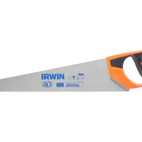 Irwin 880UN Jack Universal Panel Saw 500mm (20in) 8TPI with triple ground teeth for fast, accurate cutting.