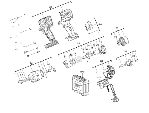 Milwaukee M18CBLID 18v impact driver spare parts