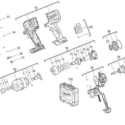 Milwaukee M18CBLID 18v impact driver spare parts