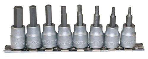 Teng Tools M3811 3/8" Hex Bit Socket Clip Rail Set AF 8 Pieces