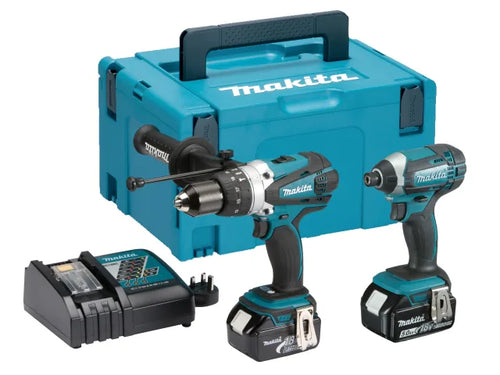 Makita DLX2145TJ LXT Twin Pack 18V DHP458 + DTD152 2x 5ah charger + case