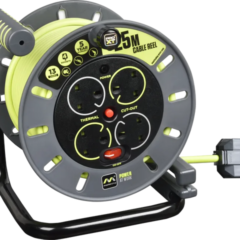 Masterplug 4 socket 25M 13A med open extension reel  UK OMU25134SL-PX