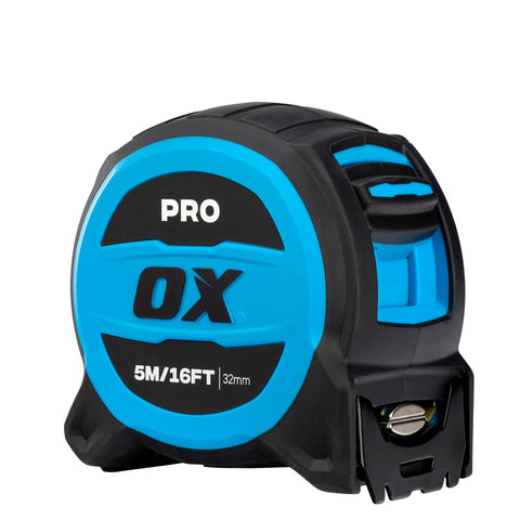 OX OX-P506405 Pro 5m/16ft Tuff Blade Tape Measure - Magnetic Dual Hook & 32mm Wide Blade