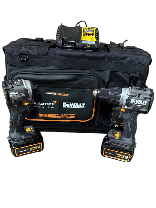Dewalt Mclaren DCD85M/DCF85MP2T twin pack kit + tool bag 2 x 5ah