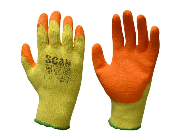 Scan Knitshell Latex Palm Gloves - L (Size 9) (12 Pairs)