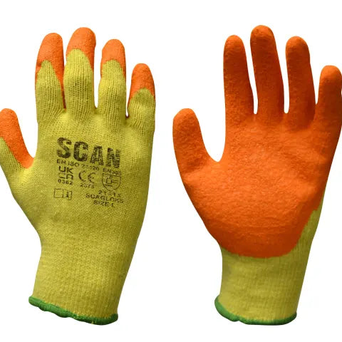 Scan Knitshell Latex Palm Gloves - L (Size 9) (12 Pairs)