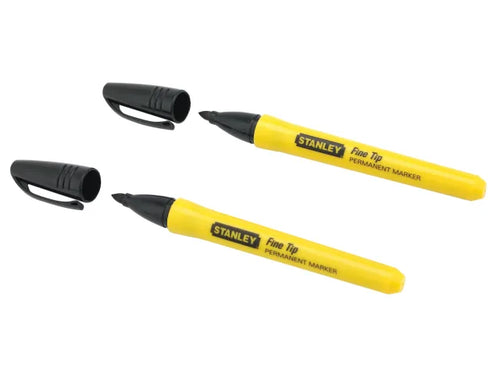 Stanley STA047316 Fine Tip Permanent Marker Black (Pack 2)