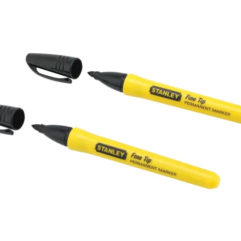 Stanley STA047316 Fine Tip Permanent Marker Black (Pack 2)