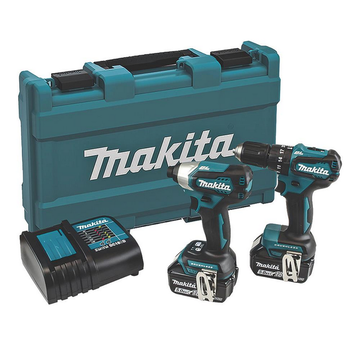 Makita DLX2221ST 18V LXT Brushless Twin Pack with 2x 5.0Ah Batteries, Charger & Case