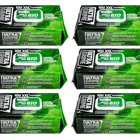 UltraGrime® box of 6 x Pro: XXL Multi-Use Bio Cleaning Wipes x100 wipes 5940x6